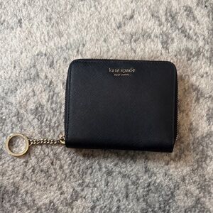 Kate Spade Black Compact Wallet with Gold Ring